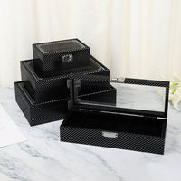 Carbon Fiber Watch Storage Box with Dust Protection, Multiple Slots