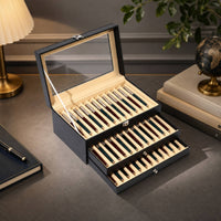 multi-Level Pen Holder Display Case Hard-Cover Organizer Rectangular for Desk Organization