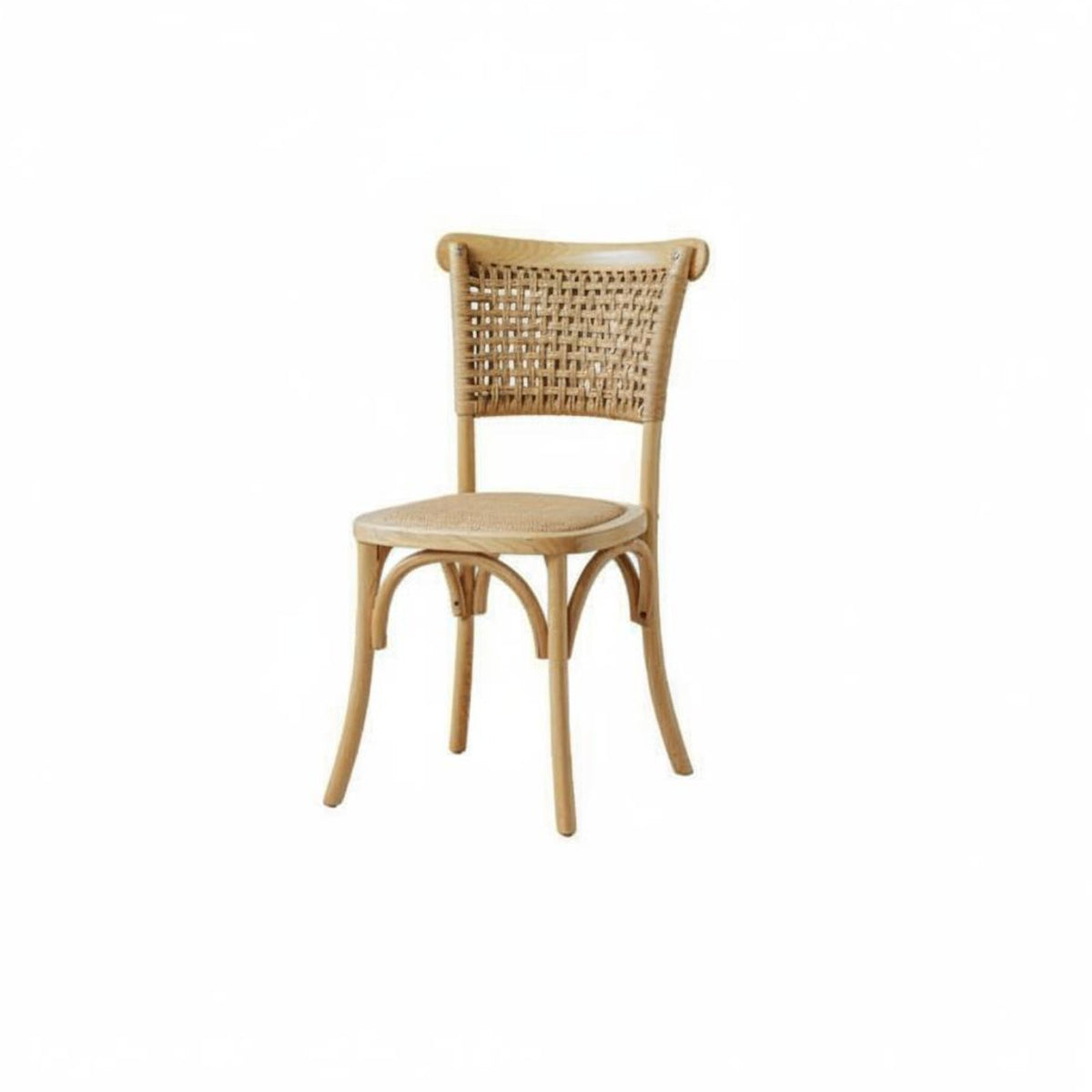 Woven Cord Side Chair French rural & design Woven rear Side Chair Farmhouse look Retro Design for Cafe Owners, Dining Room