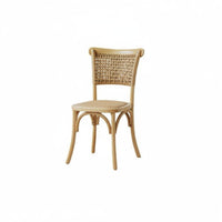 Woven Cord Side Chair French rural & design Woven rear Side Chair Farmhouse look Retro Design for Cafe Owners, Dining Room