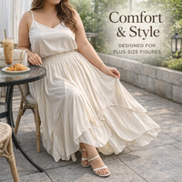 Two Piece Sets for Women Plus Size with Irregular Hem Skirt, Chinese Style Matching with Elastic Waist for Summer Wear, Casual Outfit