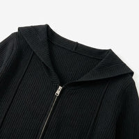 Knitted Cardigan for Women with Double Zipper Closure and Hooded Design, Ribbed Knit for Autumn and Fall Season, Comfortable Fit