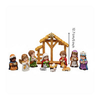 Cartoon Nativity Stable Set Long-Lasting Manger Figurine Set High-Quality Resin