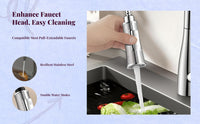 Pull Down Faucet Sprayer Head Replacement, Stainless Steel, 3 Modes, Universal Fit, Kitchen Sink