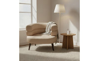 Ergonomic Design Plush Makeup Chair High-Density Sponge Curved Back Single Sofa Sturdy Steel Legs Sherpa Boucle Armchair for Women, Bedroom, Living Room