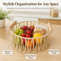 Luxury Woven Plant Fiber Laundry Hamper, Handwoven Washing Basket with Wood Handle, Brown Storage Basket for Dirty Clothes