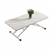 Foldable Design Adjustable Height Rolling Table Multi-Functional Height-Adjustable Rolling Workstation Space-Saving transformable Desk With Lockable casters for Small Apartment Residents, Students, Home Office Workers, Living Room, Bedroom
