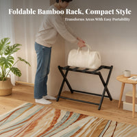 Bamboo Suitcase Holder Folding Luggage Rack Compact