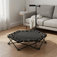 Folding Trampoline Quiet Mini Trampoline Adjustable Handlebar Fitness Rebounder for Indoor