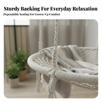 Tassel Hanging Chair Boho & Design Tasseled Macrame Lounger Relaxing Suspended Seating for Home Decorators, Readers, Balcony, Living Room, Bedroom