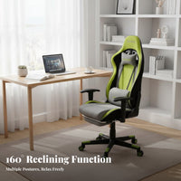 Highspine Gaming Chair with Footrest Breathable Spinerest Highspine Gaming Recliner Ergonomic Desk Seat for Students, Internet Cafe, Studying