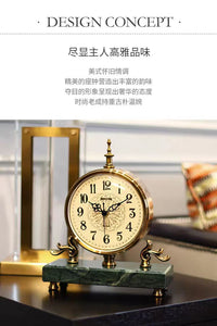 欧式复古台式座钟大理石摆件家用客厅表盘桌面钟表简约美式轻奢