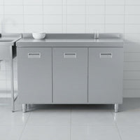 Stainless Steel Kitchen Cabinet Storage Unit Food Grade Material Sink Base Cabinet Large Capacity Seamless Construction Suitable for Renters Utility Room Pantry