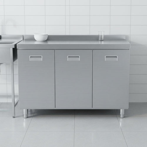 Stainless Steel Kitchen Cabinet Storage Unit Food Grade Material Sink Base Cabinet Large Capacity Seamless Construction Suitable for Renters Utility Room Pantry