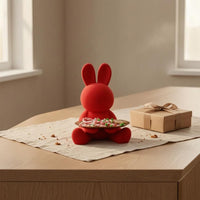Tray Holding Hare Figurine Red Seated Hare Figurine Modern Seasonal Decoration