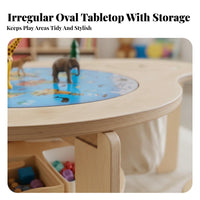 Solid Wood Wooden Building Block Table Educational Peanut Shaped Play Table Ideal Gift Toddler Art and Craft Desk Child-Friendly Design for Toddlers, Preschoolers, Girls, Playroom, Kindergarten, Classroom, Living Room