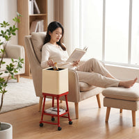 Square Kitchen Bin with Shelf Compact Elevated Trash Bin Multipurpose Wastebasket Enclosed for Apartment