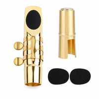 Gold-Colored Saxophone Mouthpiece Polished Shiny Finish Saxophone Ligature Clamp Tightening Screws Sax Mouthpiece Cap