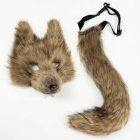 2 Pieces Animal Mask and Tail Set Furry Mask Soft for Dress-up Parties