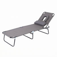 Folding Lounge Chair Metal Frame Reclining Cot Portable for Sunbathing Area