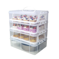 Cupcake Carrier Box with Handle, Plastic Portable Dessert Stand Storage and Transport Container for Muffins