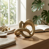 Tabletop Sculpture with Curved Loop Gold Abstract Loop Statue Elegant Curved Sculpture for Living Room