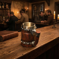 Viking Beer Mug Rustic Wood Style Tankard Large Capacity
