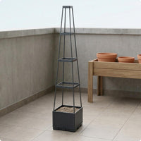 Planter with Trellis Decorative Top Climbing Planter Box Dark Gray for Courtyard