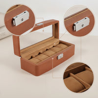 5-Slot Watch Box Velvet Lined Watch Box with Window Dustproof for Dresser