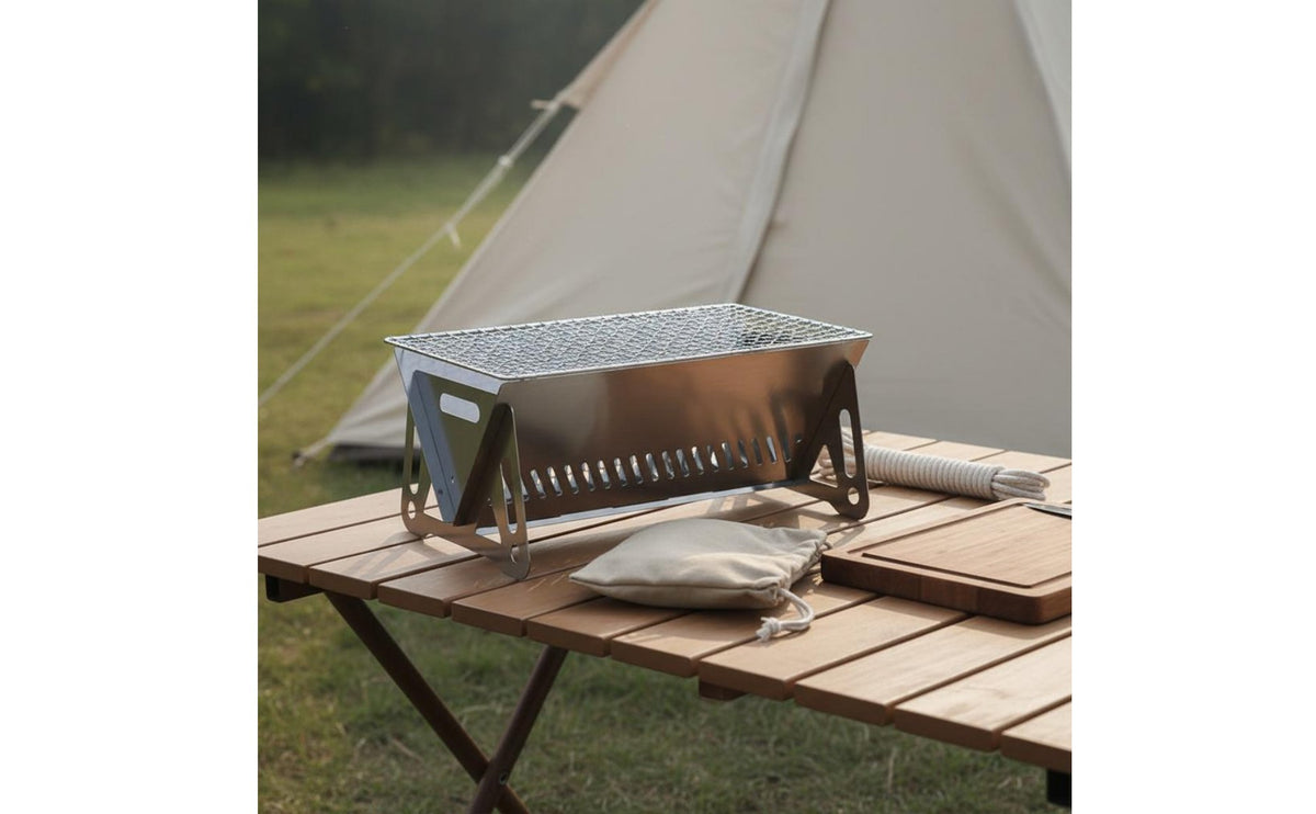 Foldable Portable Barbecue Grill Heat-Resistant Folding Charcoal Cooker Rustproof Folding BBQ Grill Lightweight for Campers, Hikers, Backpackers, Picnic, Backpacking, Beach