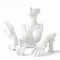 4 Pieces Smooth Jewelry Mannequin Display Set White Bust Holder Versatile Necklace Bust Mannequin Sturdy for Jewelers