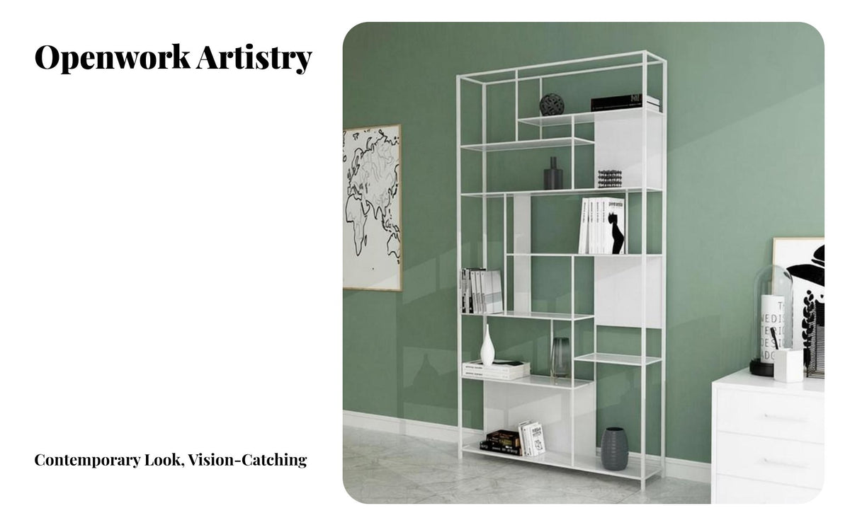 Nordic design aesthetic Geometric airyworkwork Shelving unit Floor-Standing Partition Screen Hollow-hollow-cut Design Display Rack Minimalist for Apartment Dwellers, Office Workers, Interior Designers, Living Room, Study, Entrymethod, Bedroom