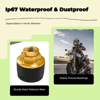 Tire Pressure Tracking System, cordless instantaneous Detector, LCD Display, Temperature and Pressure Alarm for Motorcycles and Electric Bikes