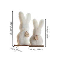 2 Pieces Fuzzy Hare Statue Soft Fuzzy Bunny Ornament Gift Standing Hare Figurine for Spring