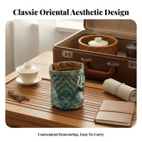 Thickened Padding Padded Teacup Bag Washable Satin Cup Holder Bag Multi-Functional for Travelers, Home Organizers, Office, Outdoor