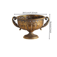 Vintage Goblet Vase Handcrafted Look Pedestal Vase Sturdy Iron Metal Urn Planter for Tabletop