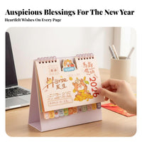 Cartoon Desk Calendar, Mini Creative, Horse Year, Office Desktop Decor