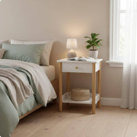 Nightstand with Drawers Nordic Wooden Nightstand Bottom Shelf Small Storage Table for Living Room