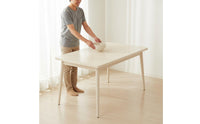 Cream Design White Rectangular Dining Table Solid Wood Legs Home Furniture Easy to Clean for Rental House
