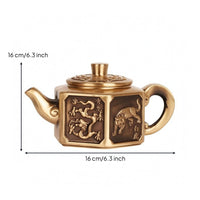 Hexagonal Teapot Curved Spout Brass Teapot Rounded Handle Decorative Tea Kettle for Indoor Display