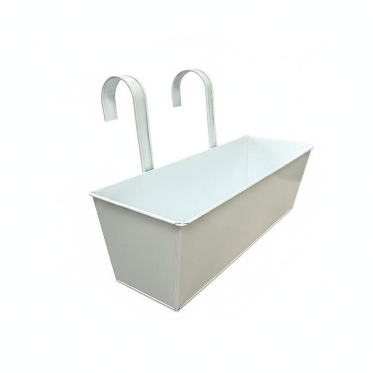 Rectangular Metal Hanging Planter Heavy-Duty Construction Rectangular Railing Planter Drainage Holes Metal Hanging Flower Pot for Indoor