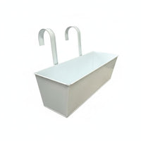 Rectangular Metal Hanging Planter Heavy-Duty Construction Rectangular Railing Planter Drainage Holes Metal Hanging Flower Pot for Indoor