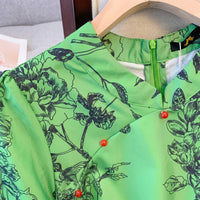 Plus Size Floral Maxi Dress with Three Quarter Sleeves for Women, Round Neck Flared Wedding Guest for Summer, Extended Sizes