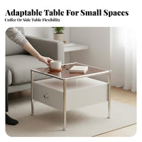 2 Pieces stackableing Coffee Table Set With Storage Drawer Living Room Furniture