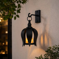 Black Metal Candle Lantern Warm Radiance for Balcony