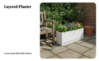 Anti-Rust Outdoor Planter with Drainage Tray Weather Resistant Heavy-Duty Outdoor Planter Long-Lasting Finish Galvanized Steel Flower Box for Apartment Dwellers, DIY Decorators, Balcony, Rooftop, Courtyard, Garden