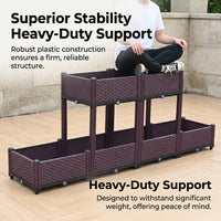 Planter Box Outdoor, Raised Garden Bed for Vegetables, 40cm Modular Floor-Standing Design Resin with Integrated Drainage