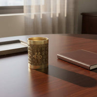 Traditional Design Engraved Brass Pen Holder Luxury Gift Desktop Accessory Heavy Duty for Calligraphers, Office