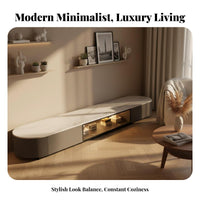Fluted TV Stand and Table Set Light Luxury Appearance Modern Multimedia Multimedia Stand and Nesting Coffee Tables Large Capacity Storage Living Room