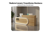 Salon Reception Counter Multifunctional Modern Reception Desk Cashier Checkout Stand Easy to Clean Particle Board Melamine Finish Scratch Resistant Waterproof Suitable for Receptionists Barbershop Retail Store
